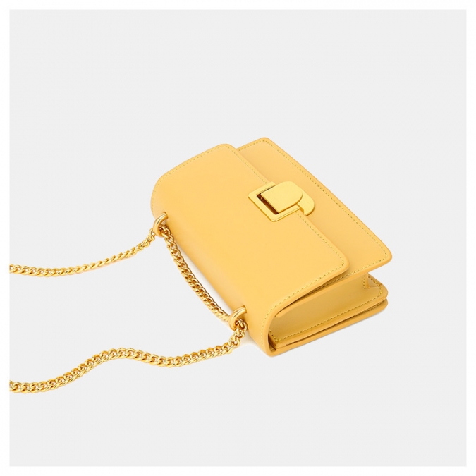 メンタルロック付きの新しいデザインの女性の小さなゴールデンチェーンスリングショルダーバッグ 