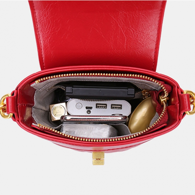 デザイナーハンドバッグ赤い革のバケットバッグチェーンショルダーバッグ 