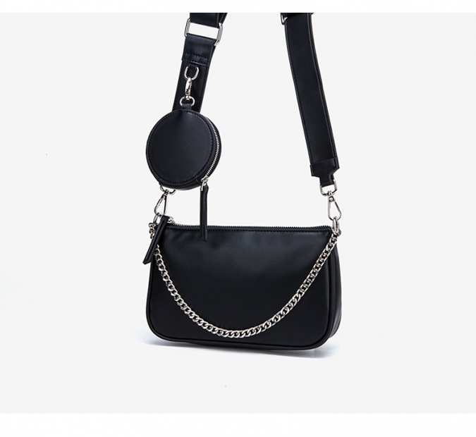 小さな丸い財布と新しいトレンディな女性の小さなジッパーショルダーバッグ 